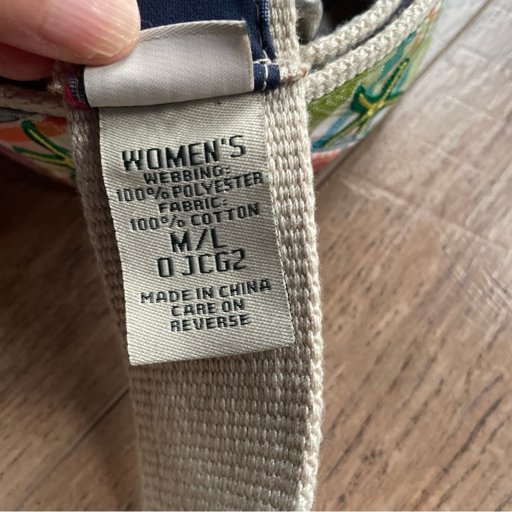LL Bean Nautical Belt Embroidered Starfish Pastel Preppy Plaid Womens Size M/L - Picture 3 of 8